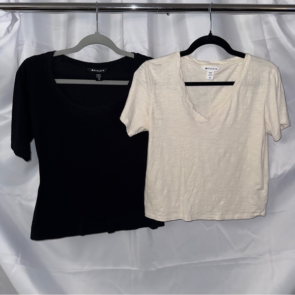Athleta Tops - 2 for 1 BUNDLE Athleta Black and Cream Short Sleeve Tees